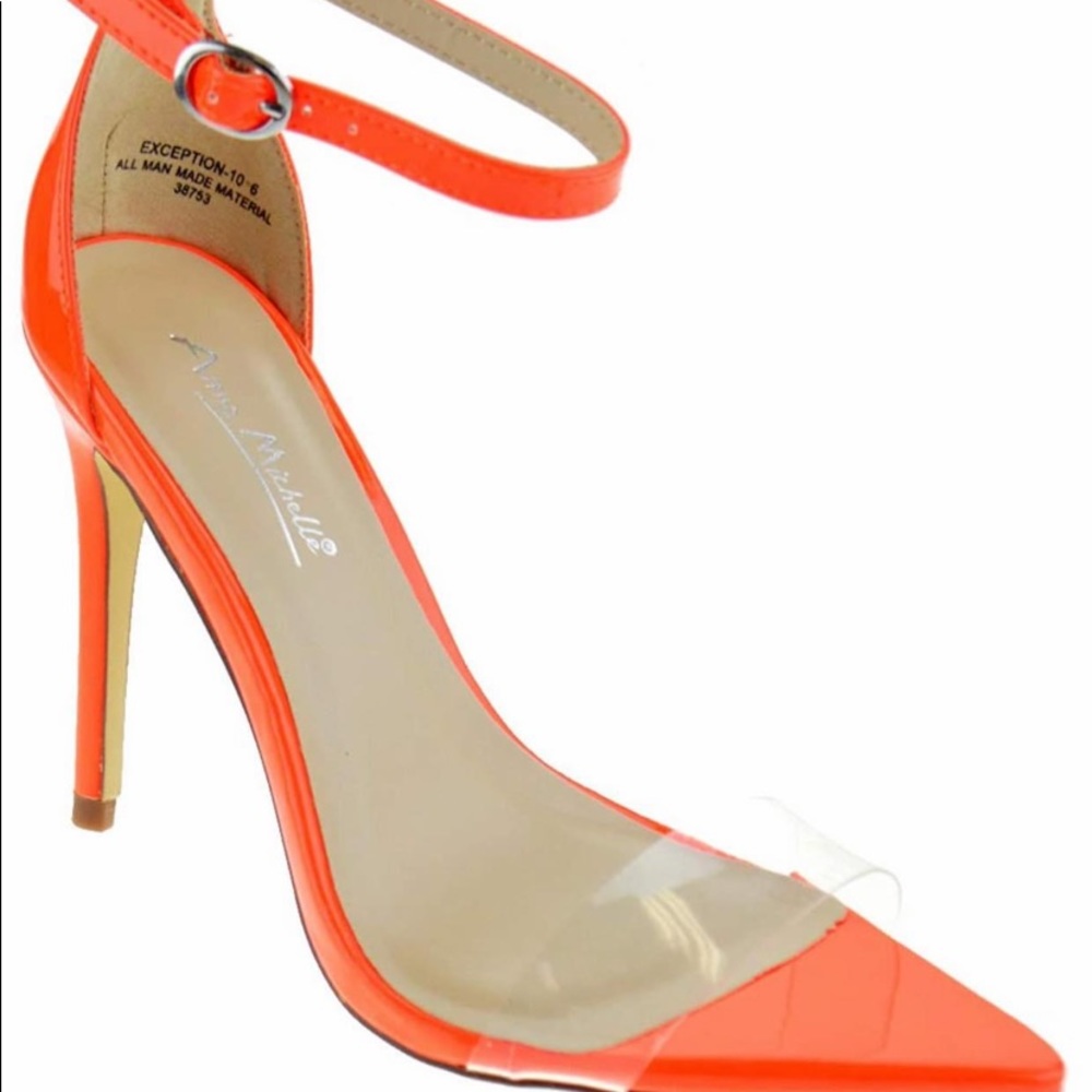 Neon orange strapped heels ( New in box)